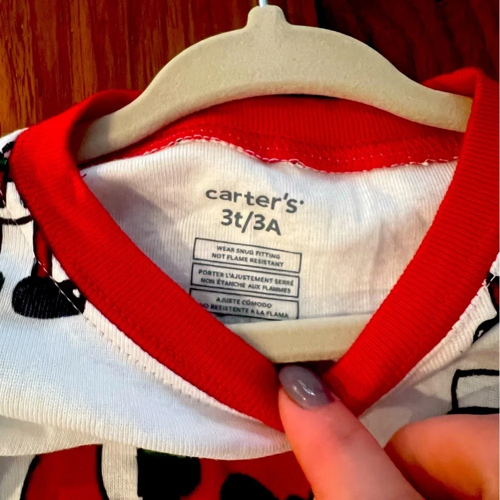 Carter's 2-Piece Santa 100%‎ Cotton Pajamas Cotton Rib Cuffs Holiday 3T